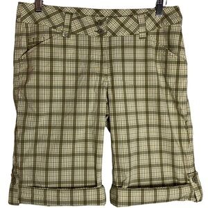 Lole Brown Yellow White Plaid Shorts Water Repellent Quick Dry Stretch 10